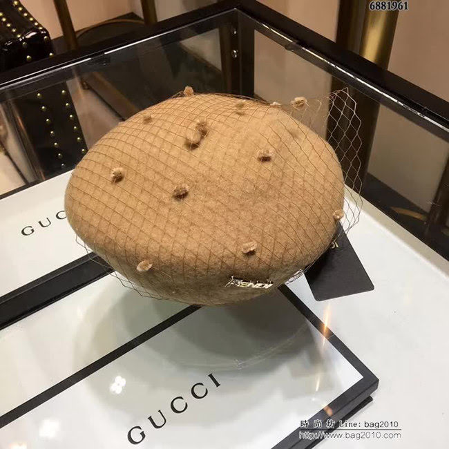FENDI芬迪 代購品質 爆新款 網紗格子貝雷帽 6881961 LLWJ6765